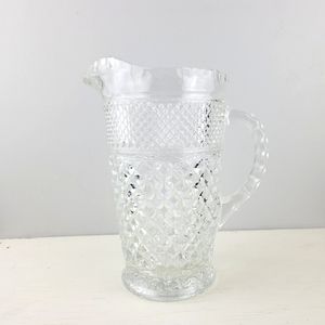 Anchor Hocking Wexford Diamond Cut Clear Glass Crystal Water Pitcher 64 Ounce